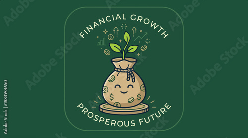 Money Bag with Growing Plant.