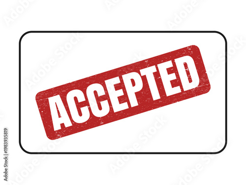 Red grunge stamp with the word accepted in white letters isolated on a white background