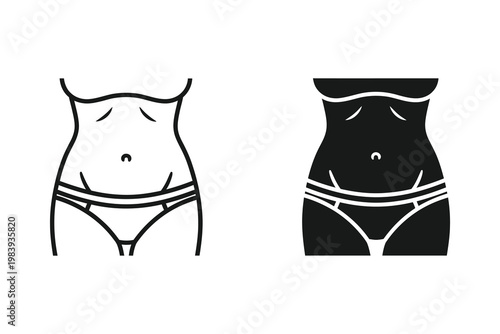 Female Torso Outline and Silhouette Icons Vector Illustration, Body Shape and Health Concept