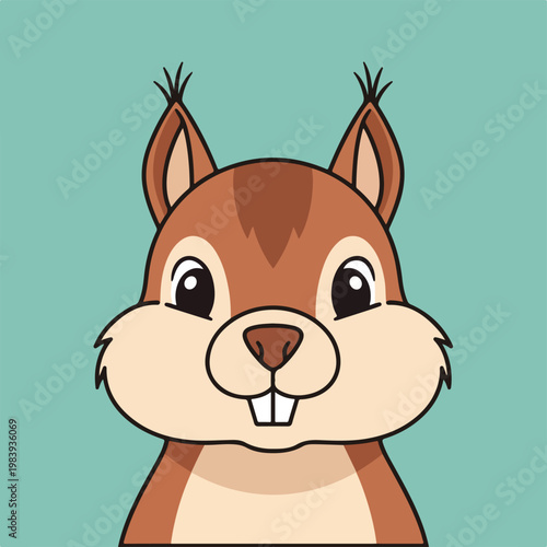 Cartoon Squirrel Face Closeup Illustration.