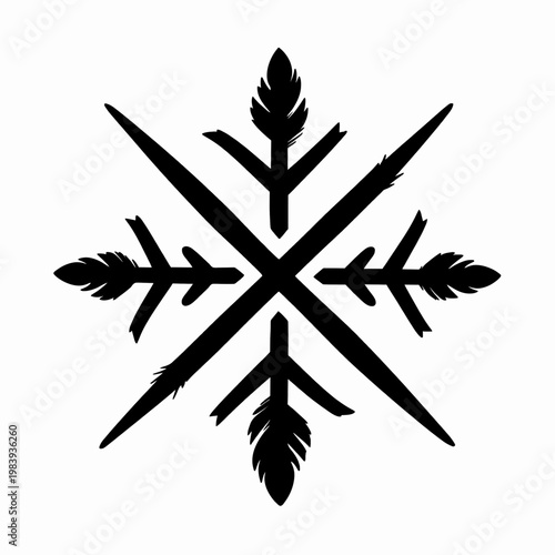 Single black Nordic bindrune icon, mystical Viking sigil for strength and protection, flat vector illustration of an ancient spiritual rune isolated on white background, minimalist tribal art.