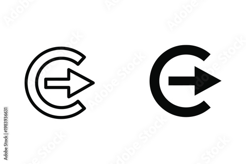 Two stylized icons representing login, sign-in, or access symbols with arrows and circular elements, vector illustration