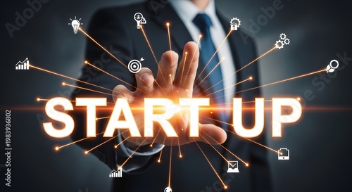Startup vision entrepreneurial success innovation and business growth concepts