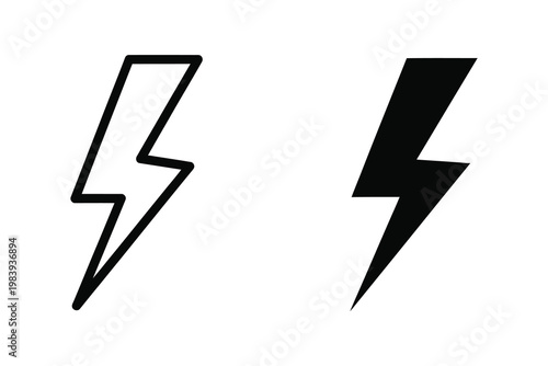 Two Lightning Bolt Icons: Black Silhouette and White Outline on White Background, Energy Concept Vector Illustration Free Download Two Lightning Bolt Icons: Black Silhouette and White Outline on White Background, Energy Concept Vector Illustration - GFXLoad