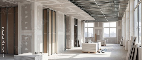 Interior construction of an office space, renovation, and development of the workplace