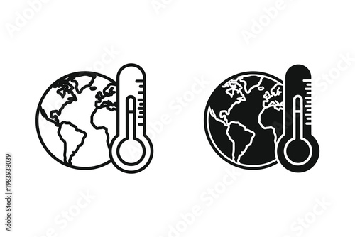 Global warming and climate change concept, planet earth with thermometer vector illustration