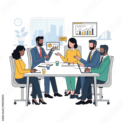 Business people sitting at meeting table 3.