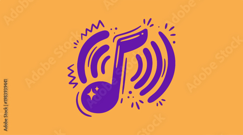Purple Music Note Icon Design.