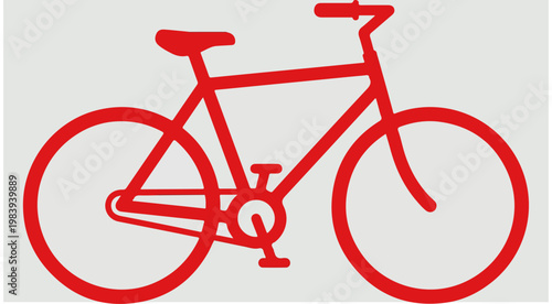 Red bicycle icon on gray.