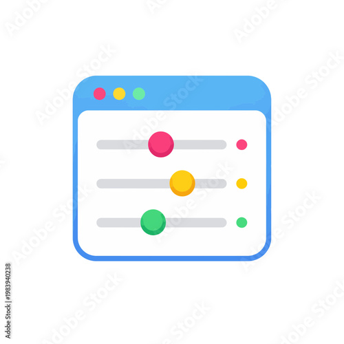 Tableau sur toile Modern flat design icon depicting a browser window with colorful horizontal slid