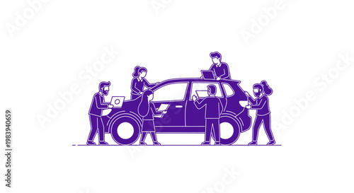 People Working on a Car.