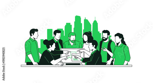 Diverse team in meeting.