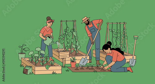 People Working in Garden.