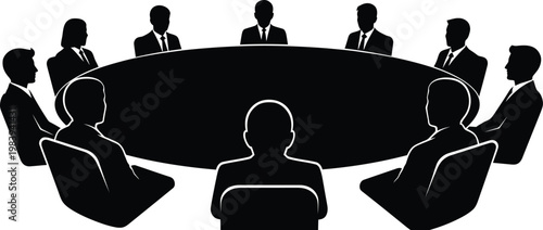 Businessmen Sitting Around Meeting Table in Office