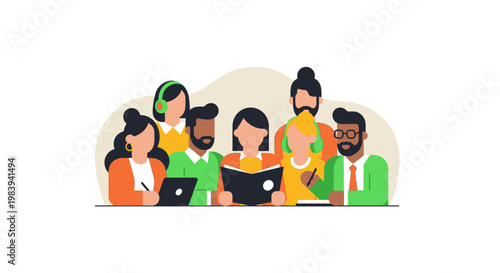 Diverse group of people working.