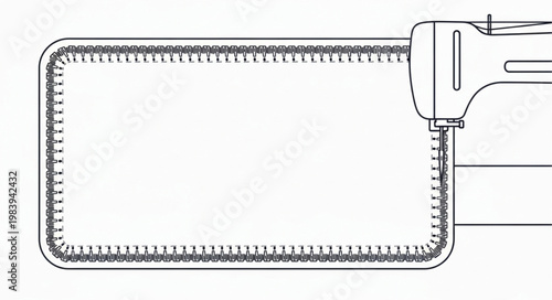 Close up of a blank rectangular patch with stitched border.