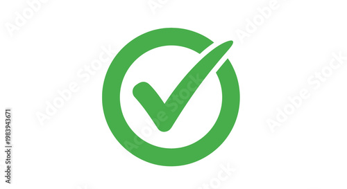 Green check mark icon symbol of approval and validation