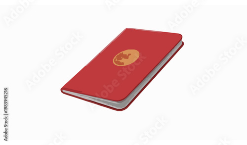 Floating red passport 3D realistic vector illustration isolated on white modern travel concept
