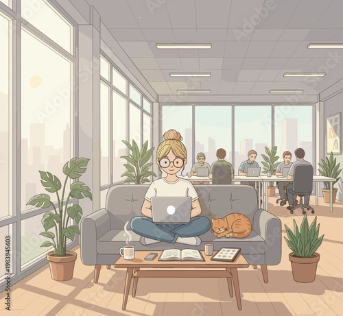 Conceptual vector illustration of a working woman.