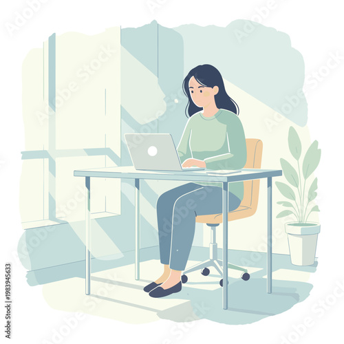 Conceptual vector illustration of a working woman.