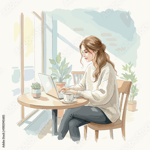 Conceptual vector illustration of a working woman.
