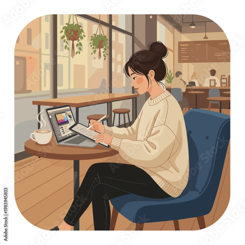 Conceptual vector illustration of a working woman.