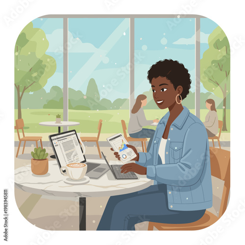 Conceptual vector illustration of a working woman.