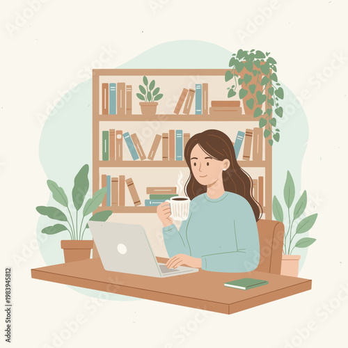 Conceptual vector illustration of a working woman.