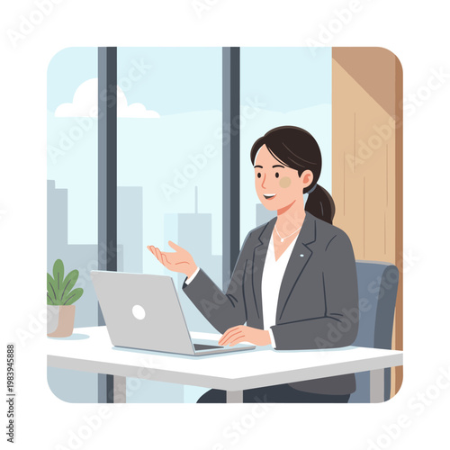 Conceptual vector illustration of a working woman.