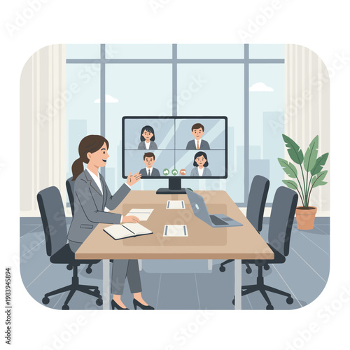 Conceptual vector illustration of a working woman.