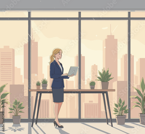 Conceptual vector illustration of a working woman.