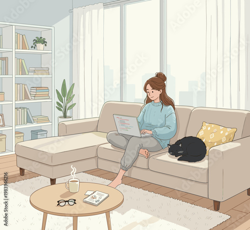 Conceptual vector illustration of a working woman.