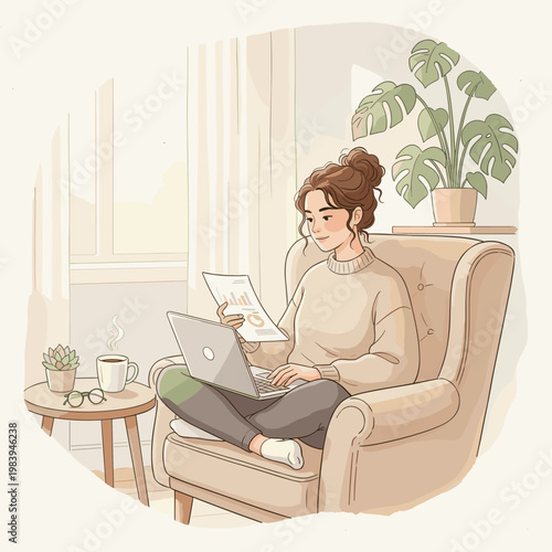 Conceptual vector illustration of a working woman.