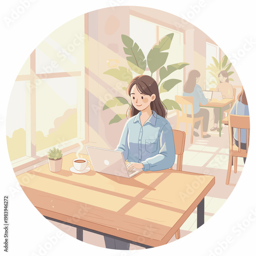 Conceptual vector illustration of a working woman.
