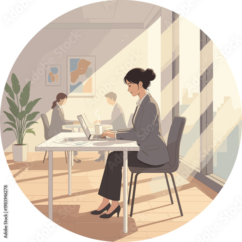 Conceptual vector illustration of a working woman.