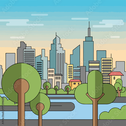 City Skyline with Modern Skyscrapers 6.