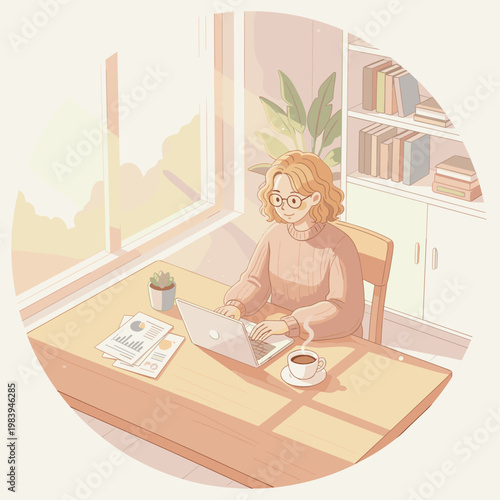 Conceptual vector illustration of a working woman.