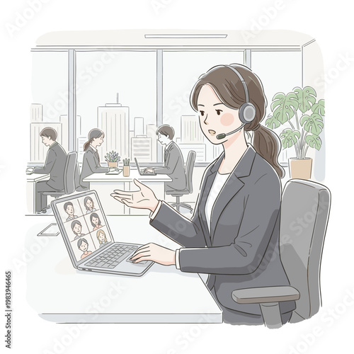 Conceptual vector illustration of a working woman.