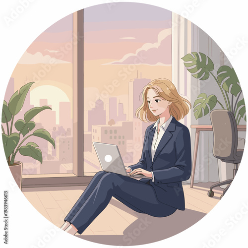 Conceptual vector illustration of a working woman.