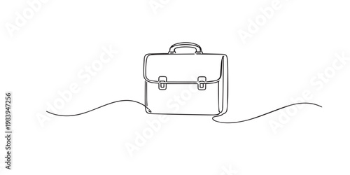 single line briefcase.continuous line drawing of business bag with handle and lock.professional and office concept.one line vector illustration.