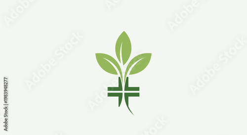 Green leaves logo on white background for health and wellness concept