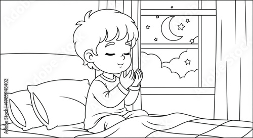 vector of a boy praying 