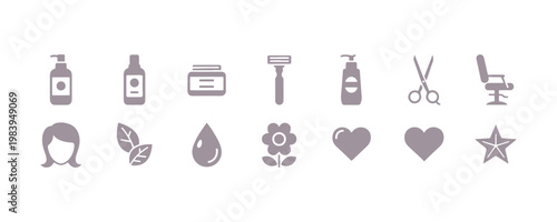 Illustration in vector format featuring a set of beauty icons

