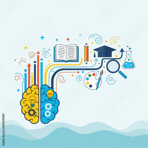 Canvas Print Brain with education learning concept.