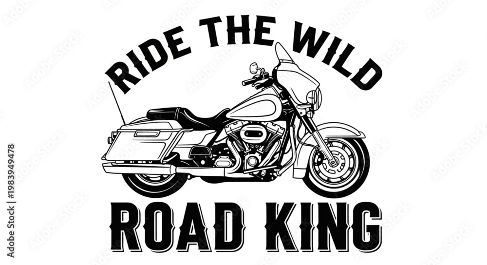 Obraz premium Harley Davidson Road King Motorcycle Vintage Style Illustration.