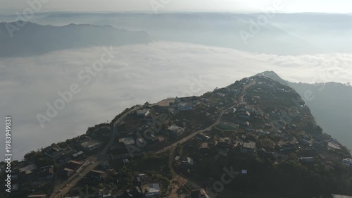 Aerial View of Nongjrong Village Above Sea of Clouds in Meghalaya