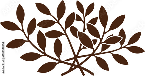 Brown illustrative leaves on a white background, representing nature and growth, ideal for organic branding and designs