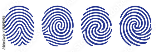 Fingerprint icon Collection for mobile and web apps. Editable stroke line and glyph icons. Blue Fingerprint Outline Icon Set. Fingerprint icon. filled flat sign for mobile concept. glyph and line.
