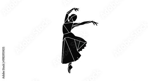 Graceful silhouette of a ballerina in a dynamic pose against a white background.