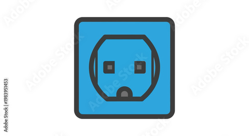 electrical outlet power socket icon a simple blue wall socket illustration for electrical power and energy connection.